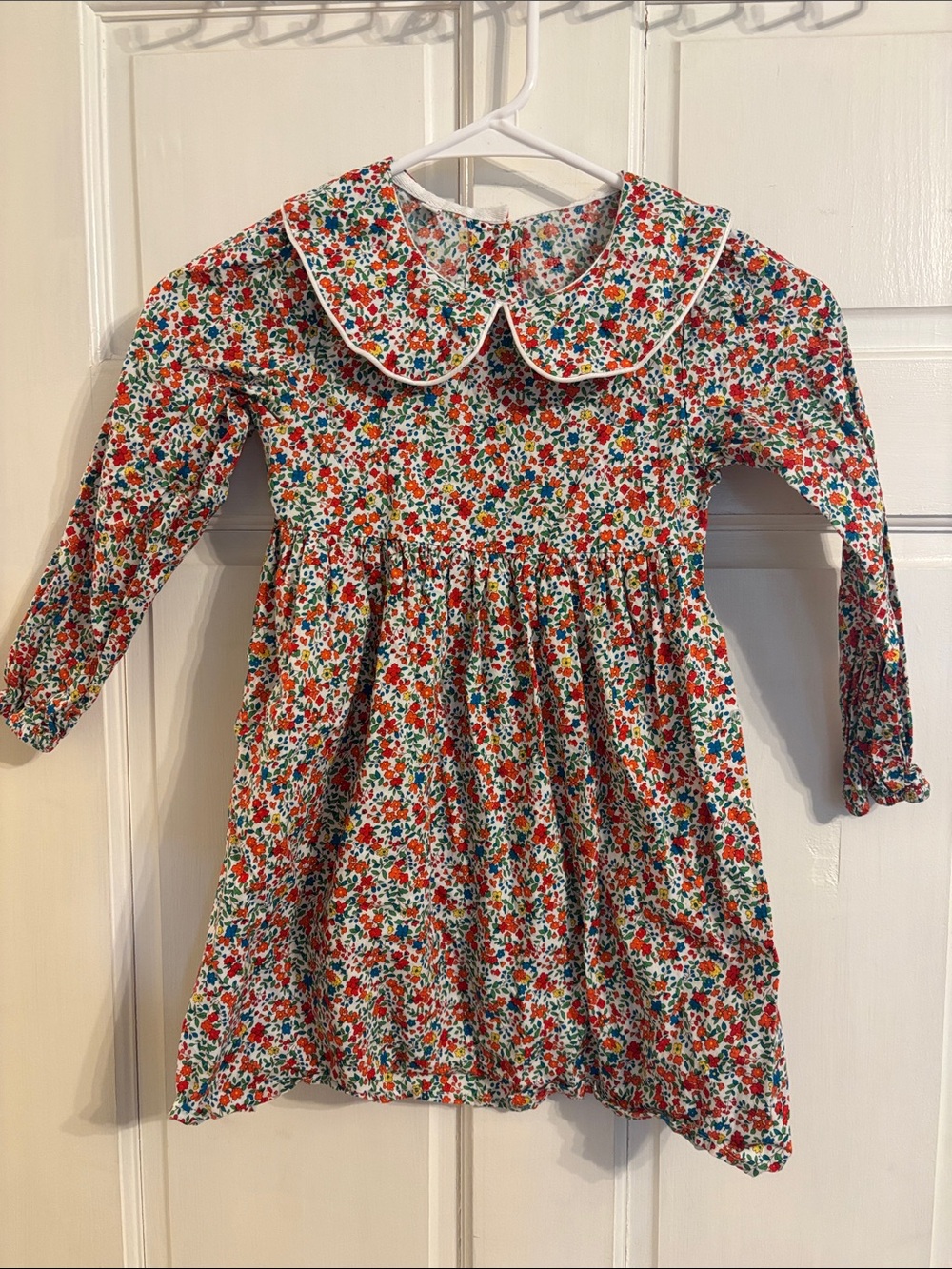 Vintage Girls Floral Peter Pan Collar Dress - Multicolor